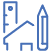 house with ruler and pencil blue icon
