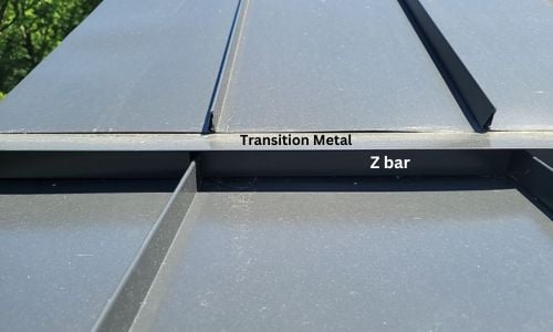 z bar and transitional metal on a standing seam metal roof