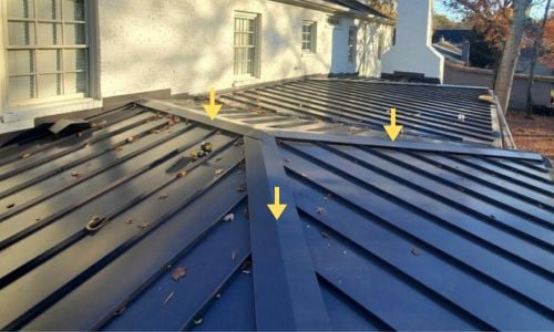 example of ridge capping on a standing seam metal roof