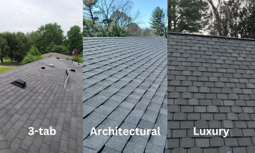 examples of the three types of asphalt shingles