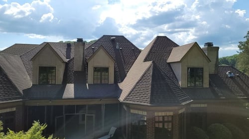 complex roof with architectural asphalt shingles