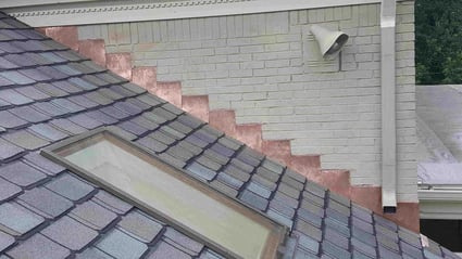 copper flashing on luxury asphalt shingles