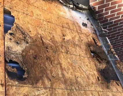 rotten roof decking (roof sheathing)
