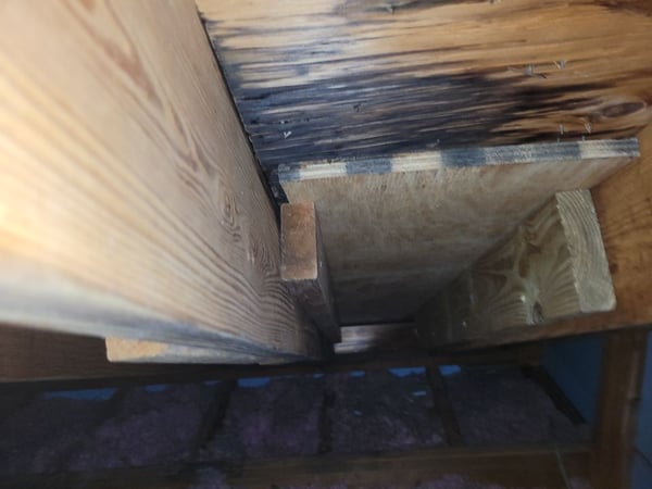 rotten roof decking from the attic