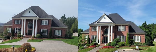 before and after architectural asphalt shingle roof replacement
