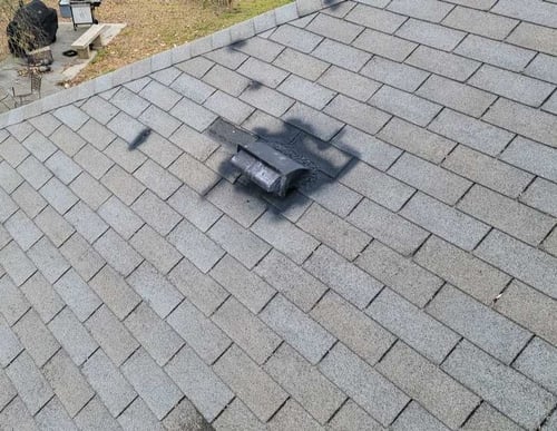 flex seal around a roof vent that's damaging the surrounding asphalt shingles