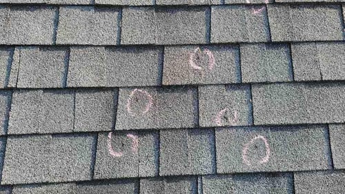 hail damage to asphalt shingles