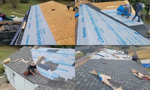 asphalt roof installation during a roof replacement