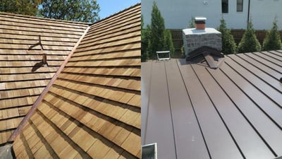 Standing Seam Metal Roof vs. Cedar Shake Roof (Cost, Lifespan, & More)
