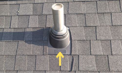 pipe boot around a plumbing vent on an architectural asphalt shingle roof