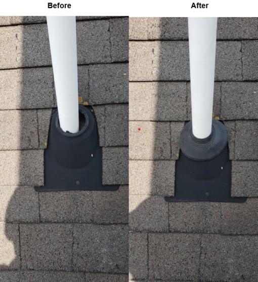 before and after of roof boot repair