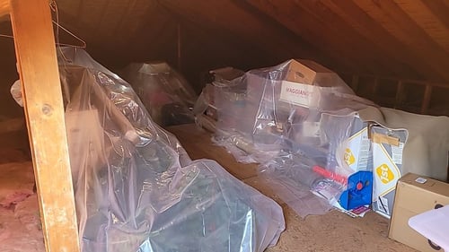 plastic covering attic during roof replacement