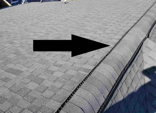 ridge vent on an architectural asphalt shingle roof