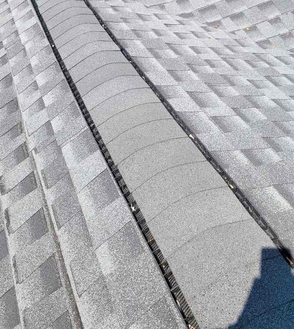 ridge vent on an architectural asphalt shingle roof