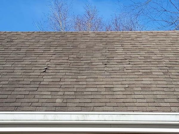 wind damage to asphalt shingles