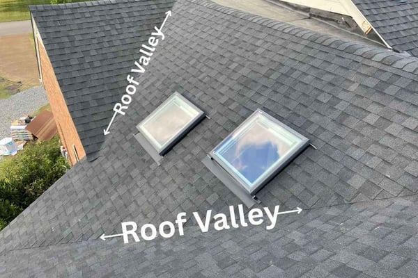 examples of roof valleys on an architectural asphalt shingle roof