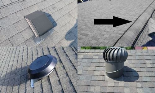 box roof vent, ridge vent, power roof vent, and turbine roof vent