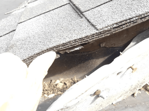 multiple layers of asphalt shingles