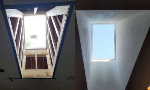 skylight installation from the inside of a home