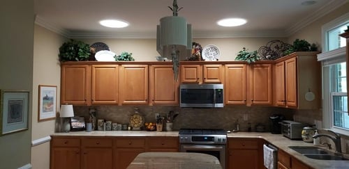 two sun tunnels installed in a kitchen