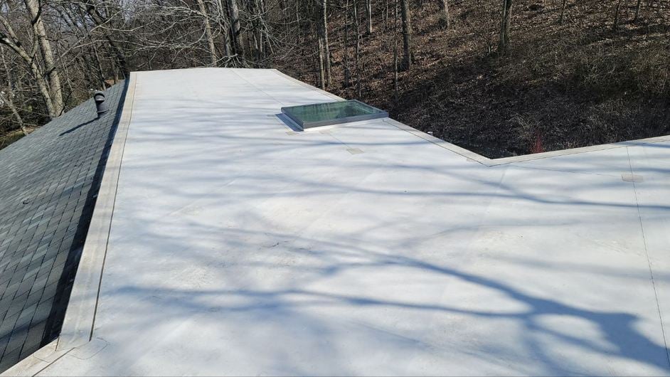 tpo white membrane installed on a flat roof