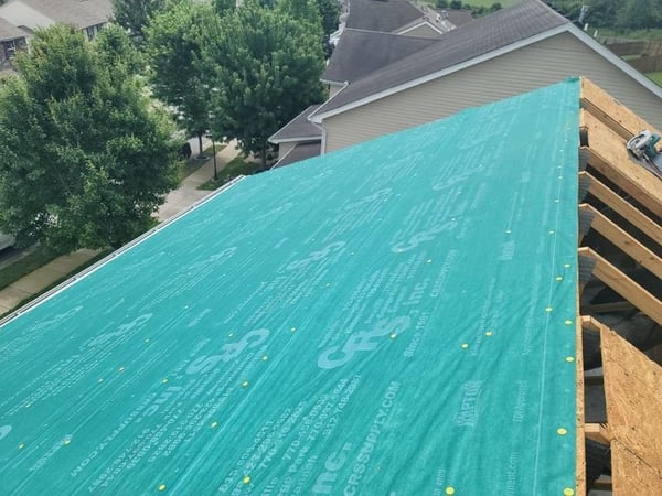 synthetic roof underlayment installed over roof decking