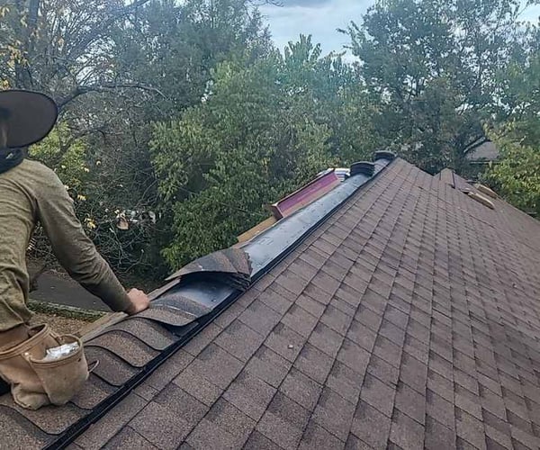 ridge capping installed over ridge vent