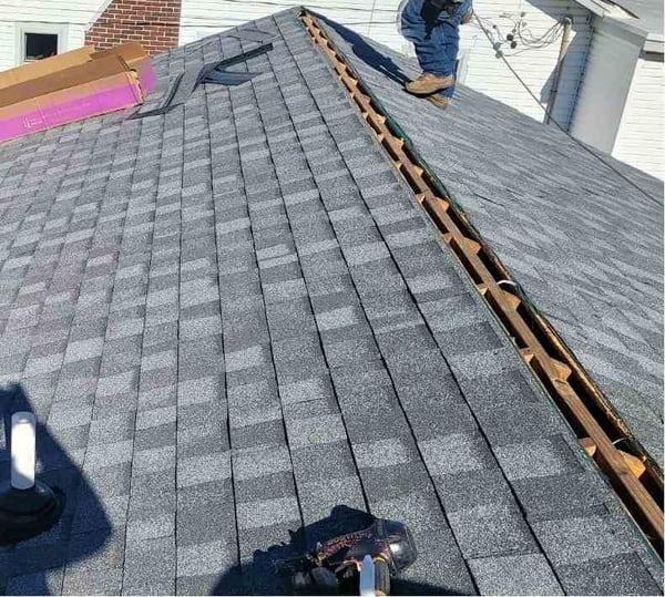 ridge vent slot cut into roof